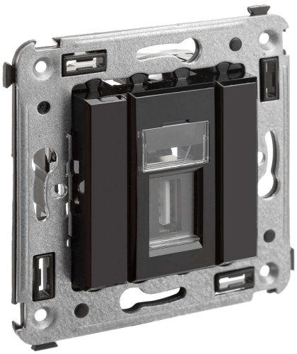 Розетка USB тип А без рамки DKC Avanti 1-м. 2000мА черный квадрат картинка